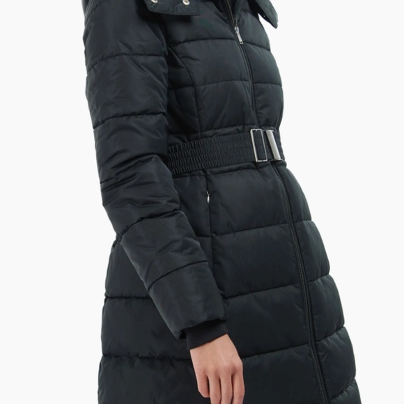 Barbour Octavia Quilted Coat BLACK/ MONO TARTAN, Size 12 US / 16 UK $470 - Picture 2 of 7